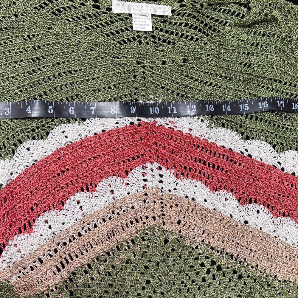 Bette Paige Crochet Sz Petite Medium Women’s Round Neck Long Sleeve Mesh Top - Picture 6 of 7